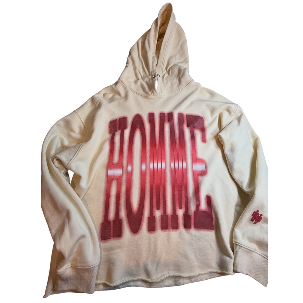 Homme + Femme Mens Cream Graphic Hoodie Red Homme Femme Est 2013 XL Streetwear